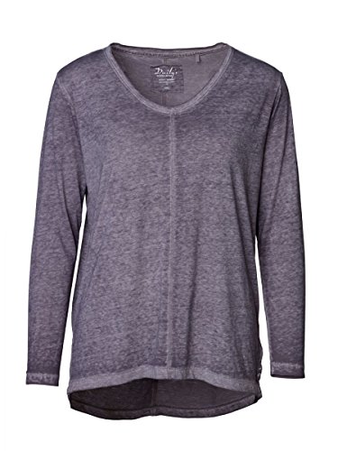 DAILY'S KERSTIN Damen oversize Langarmshirt mit abgerundetem V-Ausschnitt - fair & vegan - loft / grau