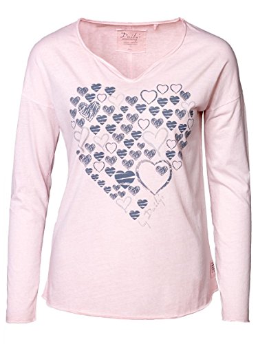 DAILY'S KAREN cold pigment dyed mit Print Damen oversize Langarmshirt aus Bio-Baumwolle - frosted-rose