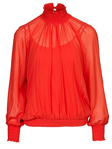 DAILY'S KETTY Damen Blusenshirt mit hohem Kragen und Bündchen aus Viskose und Elasthan - red-kiss