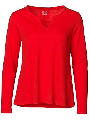 DAILY'S KITTY Damen Langarmshirt mit Schlitzausschnitt aus Seacell und Baumwolle - red-kiss