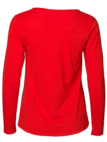 DAILY'S KITTY Damen Langarmshirt mit Schlitzausschnitt aus Seacell und Baumwolle - soziale fair trade Kleidung, Mode vegan und nachhaltig Color red-kiss, Size S - 2