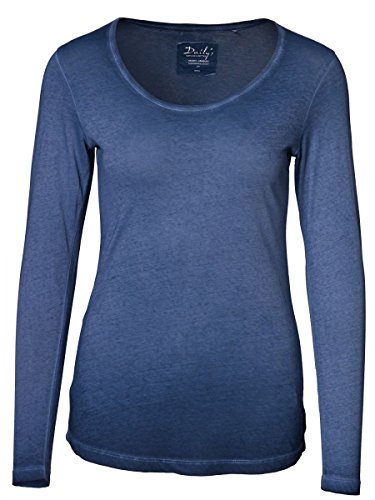 DAILY'S ANN cold pigment dyed Damen Langarmshirt mit Rundhalsausschnitt aus Bio-Baumwolle - midnight