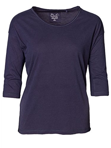DAILY'S KORI Damen oversize 3/4 Arm Shirt mit Rundhalsausschnitt aus Seacell und Bio-Baumwolle - midnight