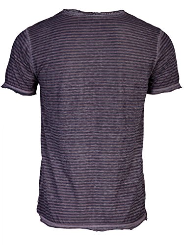 TREVOR'S ISMAEL Herren T-Shirt mit V-Ausschnitt und Streifen aus Baumwolle und Polyester - soziale fair trade Kleidung, Mode vegan und nachhaltig Color midnight, Size S - 2