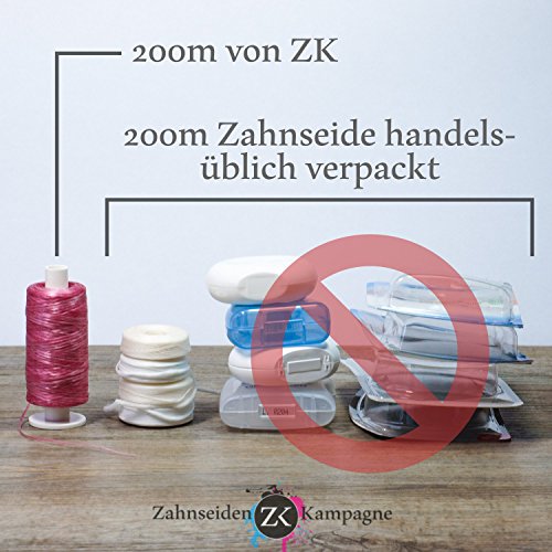 200 m Spule Polyester Premium Zahnseide gewachst Rosa | ohne Aroma | ohne Fluorid | Vegan | nachfüllbar mit neuer Spule | Schützt vor Zahnfleischentzündungen | In grauer Dose mit edler Prägung | Familienpackung | Großpackung für 400 Anwendungen ausreichend | 4x mehr Inhalt als herkömmliche Verpackungen (200m Spule Rosa) - 2