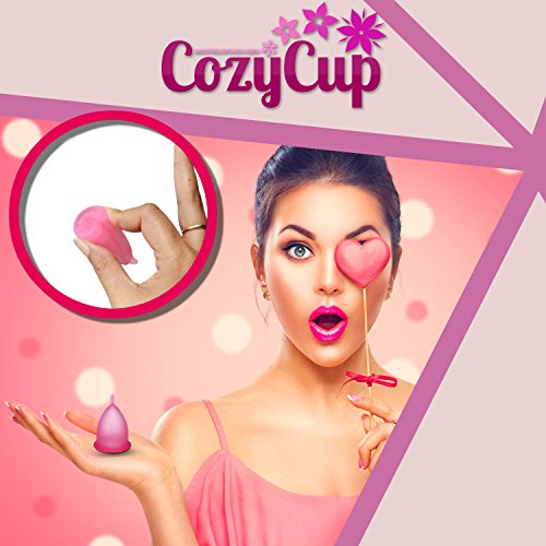 CozyCup Classic Menstruationstasse aus medizinischem Silikon inkl. Stoffbeutel – rosa (klein, Gr. 1) - 8