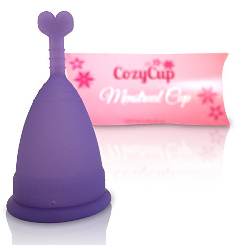 Menstruationstasse CozyCup lila - klein - Menstruationsbecher jetzt mit GRATIS Stoffbeutel zum Aufbewahren - Menstruationskappe aus medizinischem Silikon - bis zu 10 Jahre wiederverwendbar (klein, lila) - 6