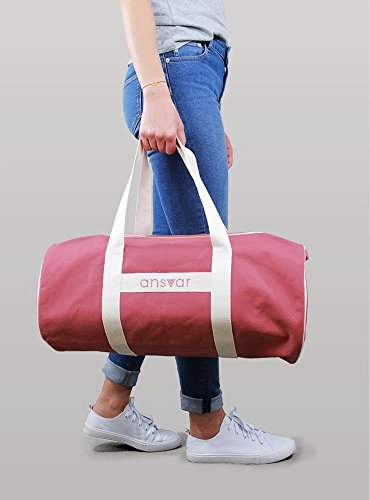 Sporttasche ansvar III aus Bio Baumwoll Canvas - Hochwertige Damen & Herren Sporttasche, Duffle Bag aus 100% nachhaltigen Materialien - mit GOTS & Fairtrade Zertifizierung, Farbe:altrosa - 2