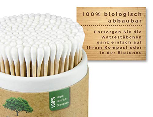 200 Wattestäbchen aus Holz von Feel Good State | im praktischen Spender | 100% biologisch abbaubar, nachhaltig und plastikfrei - 3