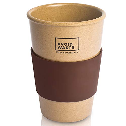 avoid waste - Nachhaltiger Kaffee-Becher to go aus Reishülsen. Der Mehrweg-Becher ist pflanzlich, biologisch abbaubar, BPA frei, spülmaschinenfest und umweltfreundlich (braun) - 2
