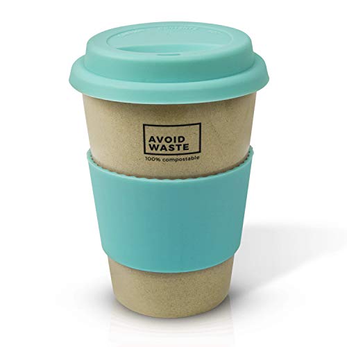 avoid waste - Nachhaltiger Kaffee-Becher to go aus Reishülsen. der Mehrweg-Becher ist Pflanzlich, biologisch abbaubar, BPA Frei, spülmaschinenfest und Umweltfreundlich (türkis) - 2