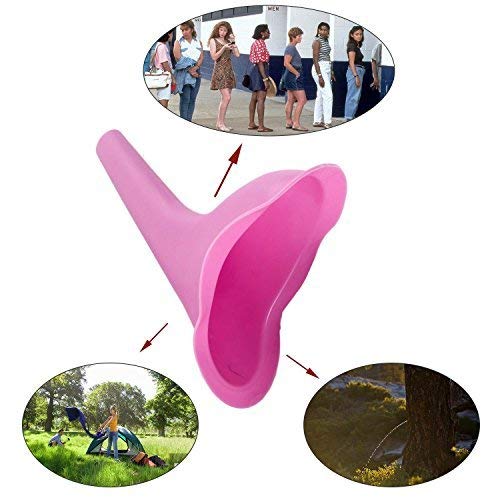 Frauenurinal Urinal für Frauen für sicheres Urinieren im Stehen oder Hocken, ,wiederverwendbar und tragbar, ideal für unterwegs wie Camping, Reisen, Wandern,Bergsteigen,4 Stück (Pink) - 2