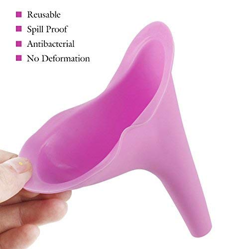 Frauenurinal Urinal für Frauen für sicheres Urinieren im Stehen oder Hocken, ,wiederverwendbar und tragbar, ideal für unterwegs wie Camping, Reisen, Wandern,Bergsteigen,4 Stück (Pink) - 4