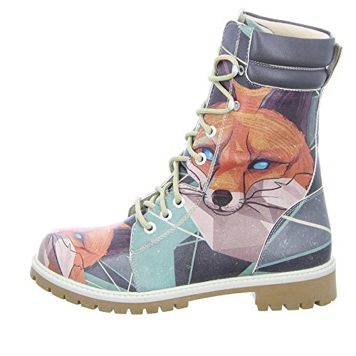 Dogo Red Fox Super Bootz Damen Stiefel Schnürer Fuchs Motiv All-Over-Print Mehrfarbig - 2