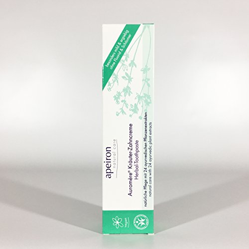 APEIRON Auromere Kräuter Zahncreme, angenehm minziger Geschmack, kaum aufschäumend, Bio Zahnpasta, Vegan, Fluoridfrei (ohne Fluorid), Tierversuchsfrei, Frisch, Pflegend, Naturkosmetik, 1 x 75 ml - 4