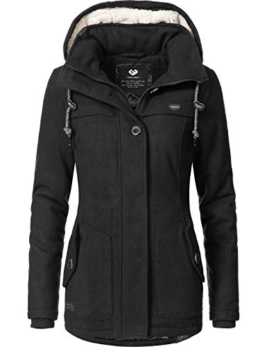 Ragwear Damen Wintermantel Like You, schwarz