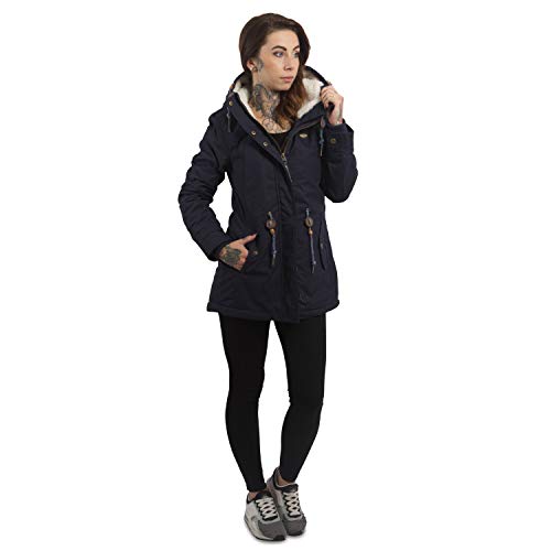 Ragwear Damen Wintermantel Parka Monadis, Navy, S - 5