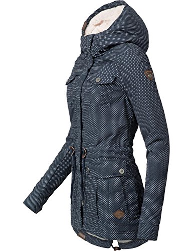 Ragwear Damen Mantel Wintermantel Baumwollparka YM-Laika Navy Minidots Gr. S - 3