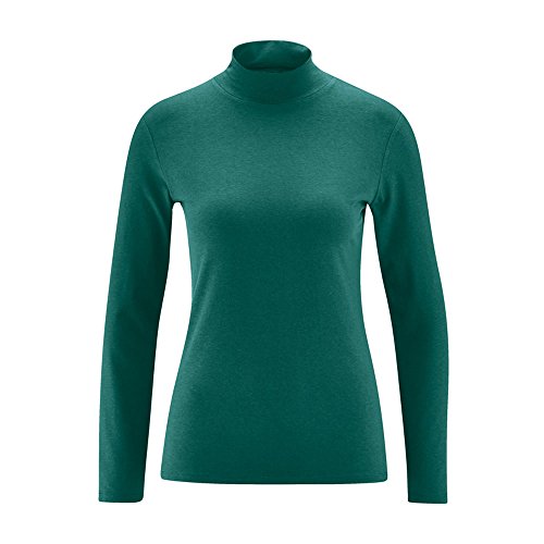 HempAge Damen-Rollkragen-Shirt aus Bio-Baumwolle, Hanf & Elasthan - Spruce