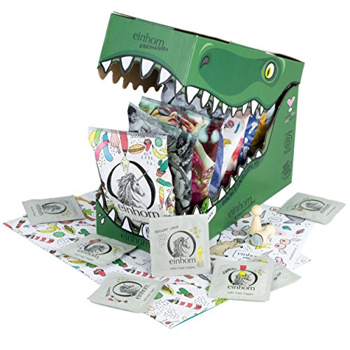 einhorn Kondome - Geschenk Special - Super Dino - 63 Kondome + 2 schlüpfrige Stempel & Stickerbogen