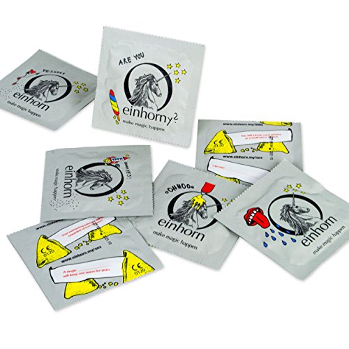 einhorn Kondome - Geschenk Special - Super Dino - 63 Stück - vegan + 2 schlüpfrige Stempel und Stickerbogen - 3