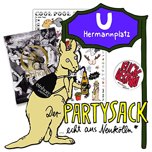 einhorn Kondome PARTYSACK - Turnbeutel, Tattoobogen, 7 Kondome