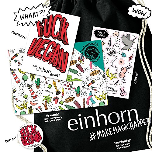 einhorn Kondome PARTYSACK echt aus Berlin - Beutel, Tattoobogen, Kondome vegan - 5