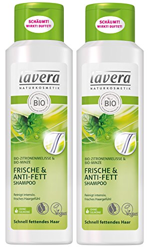 lavera Haar Shampoo Frische & Anti Fett - Zitronenmelisse - Bio-Shampoo - 2 x 250 ml