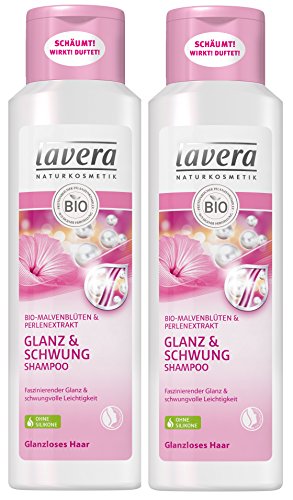 lavera Haar Shampoo Glanz & Schwung Malvenblüte - Bio-Shampoo - 2 x 250ml