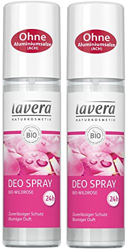 lavera Deospray Bio Wildrose 24h - Deodorant ohne Aluminium - 2 x 75ml