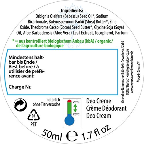 Family Pack Greendoor Deo Creme: 5 x 50ml + 5 Kosmetikspatel gratis - Creme Deodorant ohne Aluminium-Salze, ohne Konservierungsmittel, vegan, ohne Alkohol, selbstverständlich ohne Tierversuche - Naturkosmetik direkt vom Hersteller - Deocreme Cremedeo sensitiv Sparpackung Set Sparset - 7