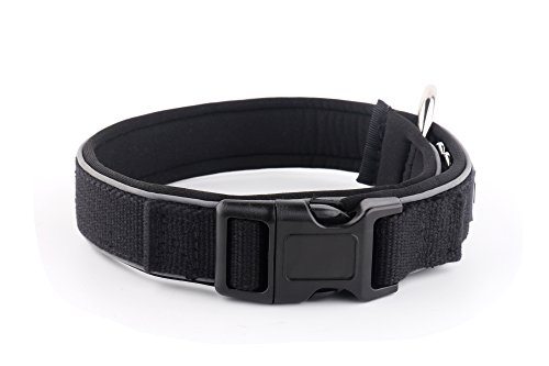 KURI PAI Feelgood Halsband, Größe M (43-50cm) schwarz. Gepolstertes Hundehalsband. Reflektierend. Gepolstert mit Neopren. Obermaterial aus Bambusfaser - 2