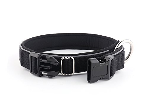 KURI PAI Feelgood Halsband, Größe M (43-50cm) schwarz. Gepolstertes Hundehalsband. Reflektierend. Gepolstert mit Neopren. Obermaterial aus Bambusfaser - 3
