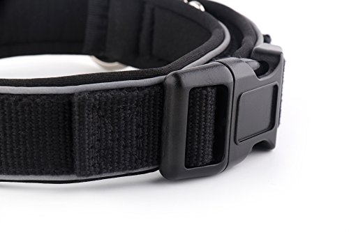KURI PAI Feelgood Halsband, Größe M (43-50cm) schwarz. Gepolstertes Hundehalsband. Reflektierend. Gepolstert mit Neopren. Obermaterial aus Bambusfaser - 4