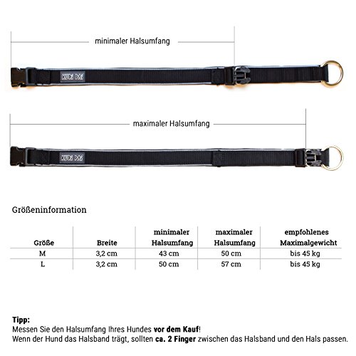 KURI PAI Feelgood Halsband, Größe M (43-50cm) schwarz. Gepolstertes Hundehalsband. Reflektierend. Gepolstert mit Neopren. Obermaterial aus Bambusfaser - 6