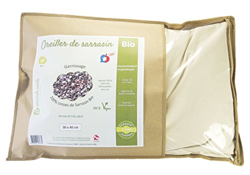 La Cocarde Verte - Organisches Buchweizen-Kissen - Bio-Baumwollkissen und Bio-Gemüsekugeln - Feste zervikale Unterstützung - Vegan - 3
