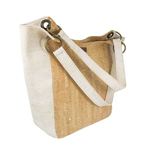 CorkLane Damen Shopper Korkleder vegan Henkeltasche Schultertasche Kork weiß - 3