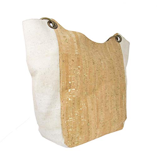 CorkLane Damen Shopper Korkleder vegan Henkeltasche Schultertasche Kork weiß - 4