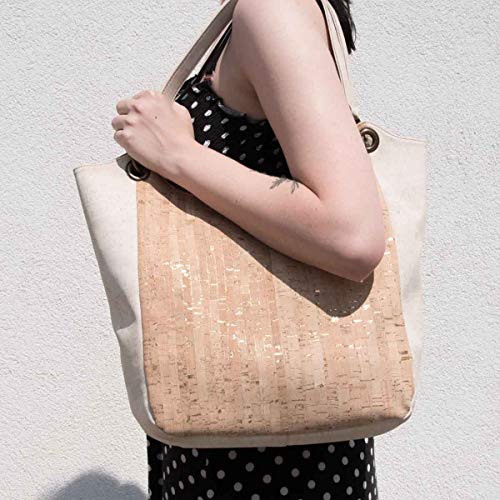 CorkLane Damen Shopper Korkleder vegan Henkeltasche Schultertasche Kork weiß - 6