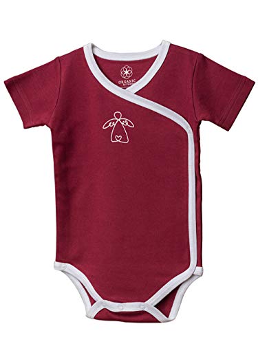 Kurzarm Baby-Body / Wickelbody mit Schutzengel - Rot (62/68)