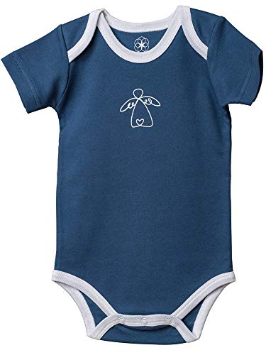 Unisex Kurzarm Baby-Body aus Bio Baumwolle - Schutzengel - Ozeanblau (86/92)