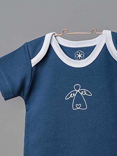 Organic by Feldman Unisex Baby Body Kurzarm aus Bio Baumwolle, GOTS Zertifiziert, Schutzengel Ozeanblau, (86/92) - 2