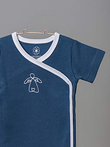 Organic by Feldman Unisex Baby Body Kurzarm Wickelbody aus Bio Baumwolle, GOTS Zertifiziert, Schutzengel Ozeanblau, (50/56) - 2