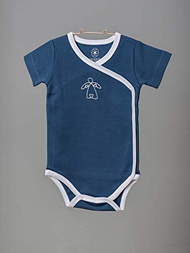 Organic by Feldman Unisex Baby Body Kurzarm Wickelbody aus Bio Baumwolle, GOTS Zertifiziert, Schutzengel Ozeanblau, (50/56) - 4