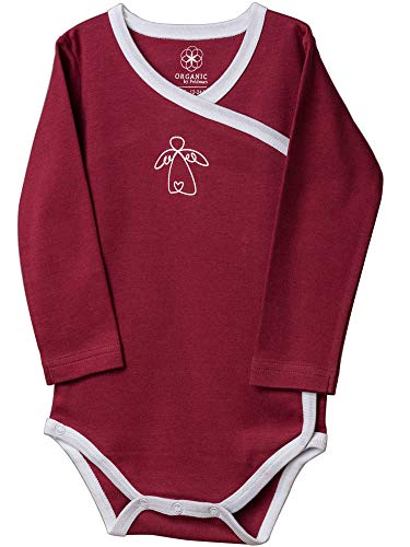 Unisex Langarm-Wickelbody mit Schutzengel - Rot (74/80)