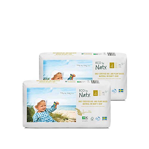 ECO by Naty Einwegwindeln für empfindliche Haut, Größe 4, 7-18 kg, 2 x44 (88 Stück) - 2