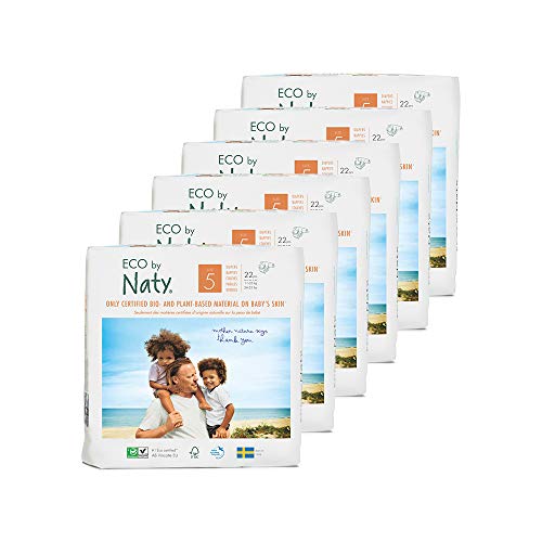 Eco by Naty Premium Bio-Windeln für empfindliche Haut, Größe 5, 11-25 kg, 6 Packungen à 22 Stück (132 Stück insgesamt), weiß - 2