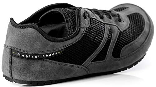 Magical Shoes Explorer Vegan Barfußschuhe | Damen | Herren | Jugendliche | Laufschuhe | Zero Drop | Flexibel | Rutschfest, Größen:44/282mm, Farbe:MS Explorer Vegan - Grau/Schwarz - 3