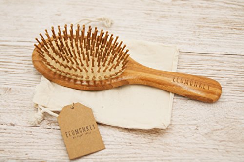 Bambus Haarbürste ✮ Zero Waste ✮ Plastikfrei ✮ 100% Vegan ✮ Nachhaltig ✮ Naturborsten aus Bambus ✮ Antistatisch ECOMONKEY® - 3