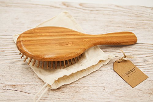 Bambus Haarbürste ✮ Zero Waste ✮ Plastikfrei ✮ 100% Vegan ✮ Nachhaltig ✮ Naturborsten aus Bambus ✮ Antistatisch ECOMONKEY® - 6